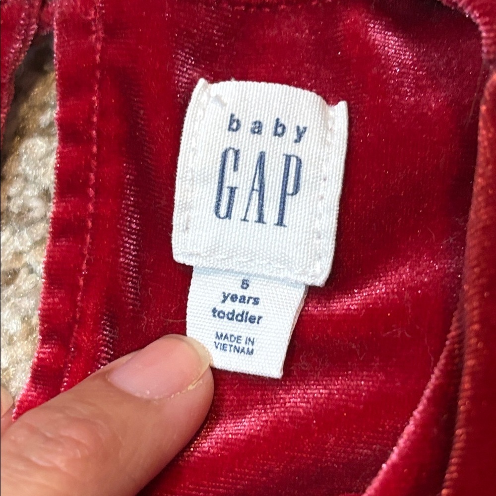 Gap Kids Red Velour Tiered Dress Size 5 | holiday | Christmas | festive | dressy - Picture 3 of 5